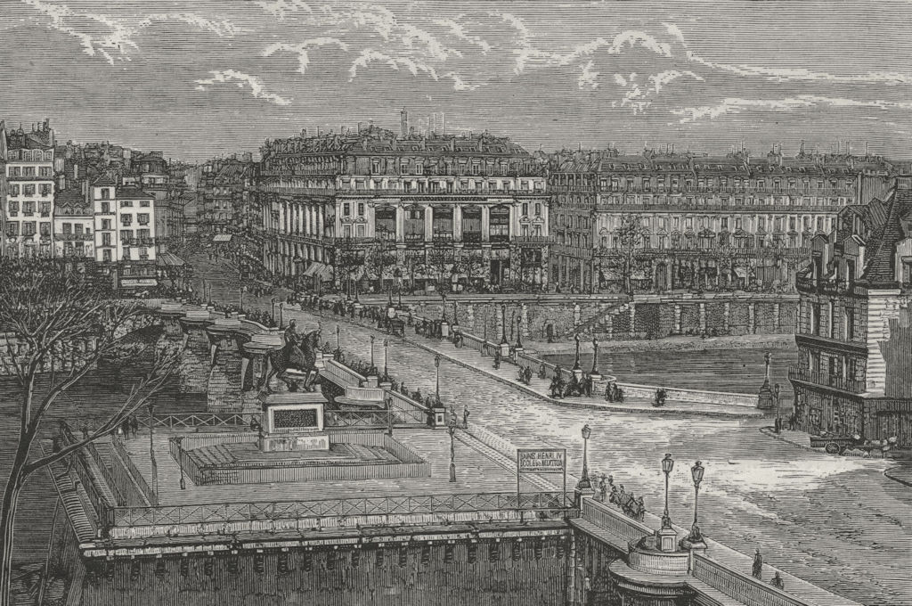 PARIS. The Pont Neuf 1882 old antique vintage print picture