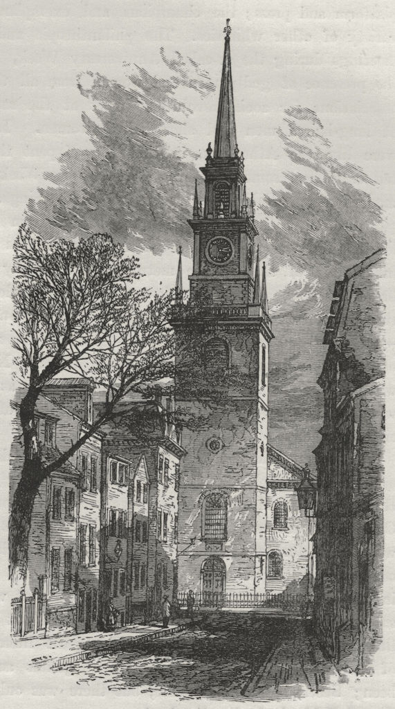 BOSTON. Christ Church 1882 old antique vintage print picture