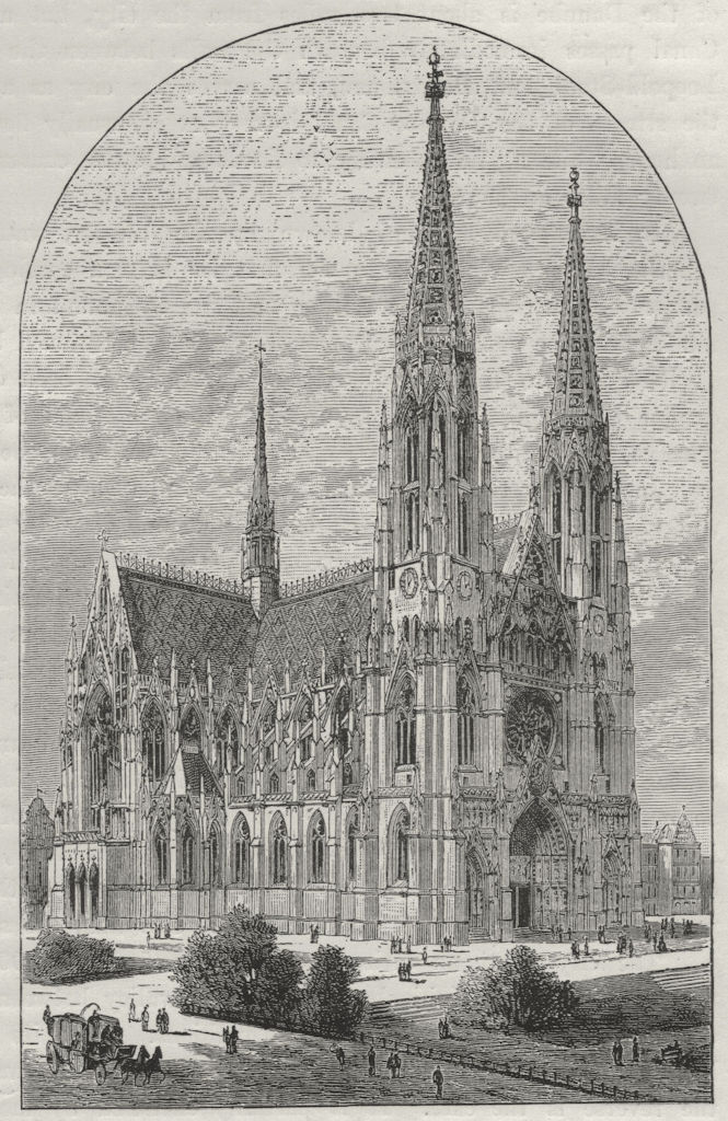 VIENNA. The Votive Church 1882 old antique vintage print picture