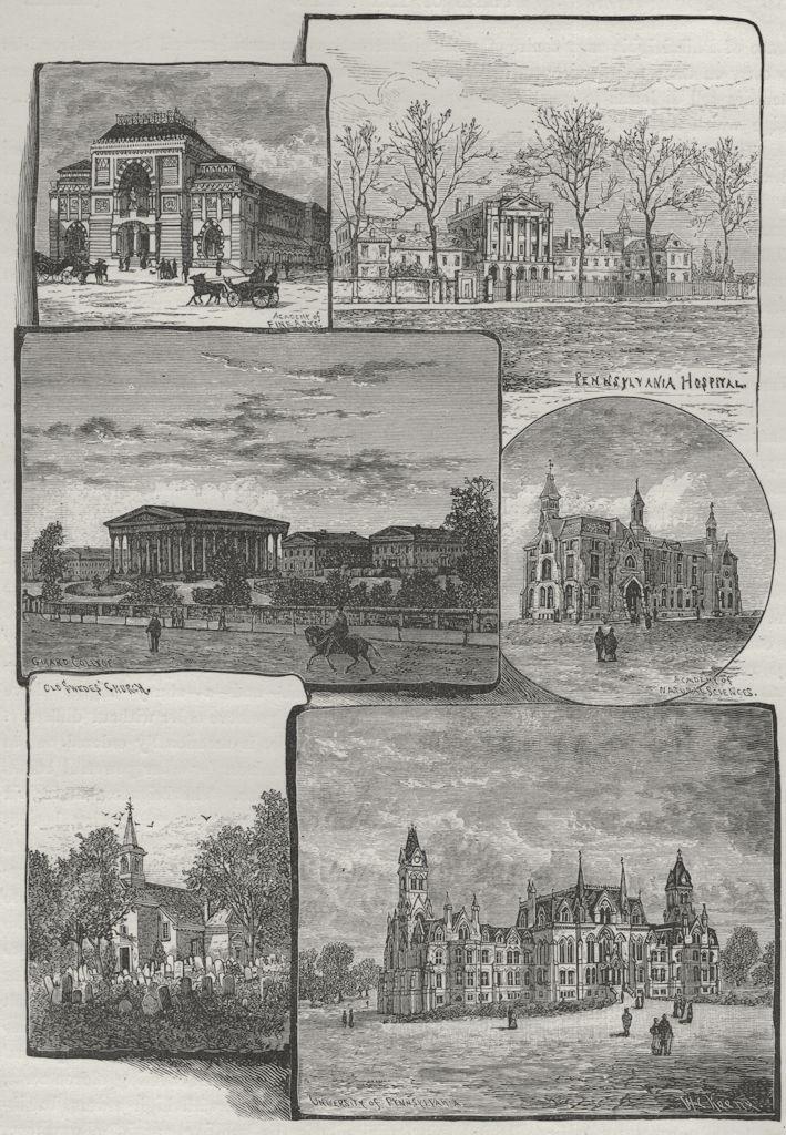 PHILADELPHIA. Fine Art Academy/Nat. Sciences Penn University Girard College 1882