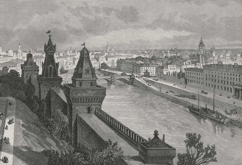 MOSCOW. View of Moscow from the Kremlin 1882 old antique vintage print picture