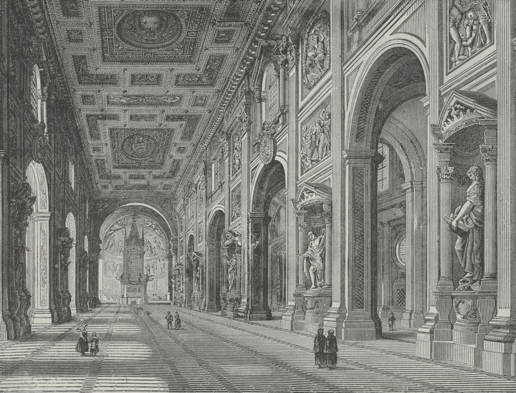 ROME. Interior of St John Lateran 1882 old antique vintage print picture