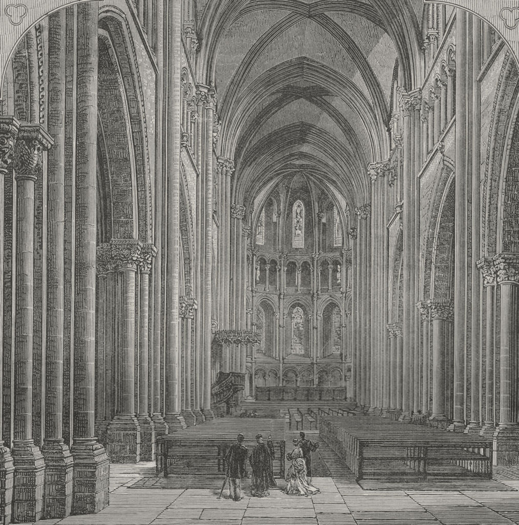 GENEVA. Interior of St Peter's Cathedral 1882 old antique print picture
