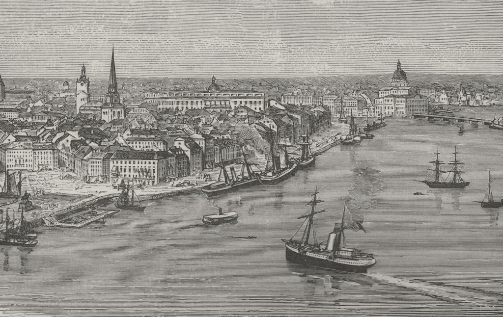 STOCKHOLM. Stockholm 1882 old antique vintage print picture