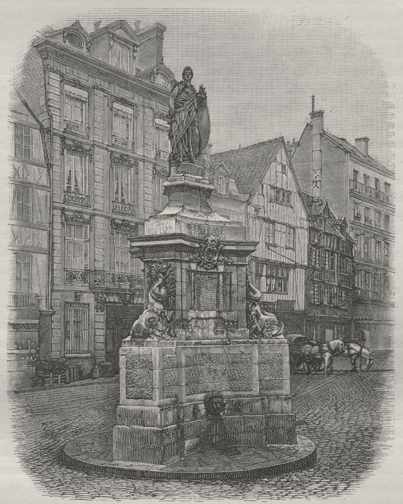 ROUEN. The Place de la Pucelle 1882 old antique vintage print picture