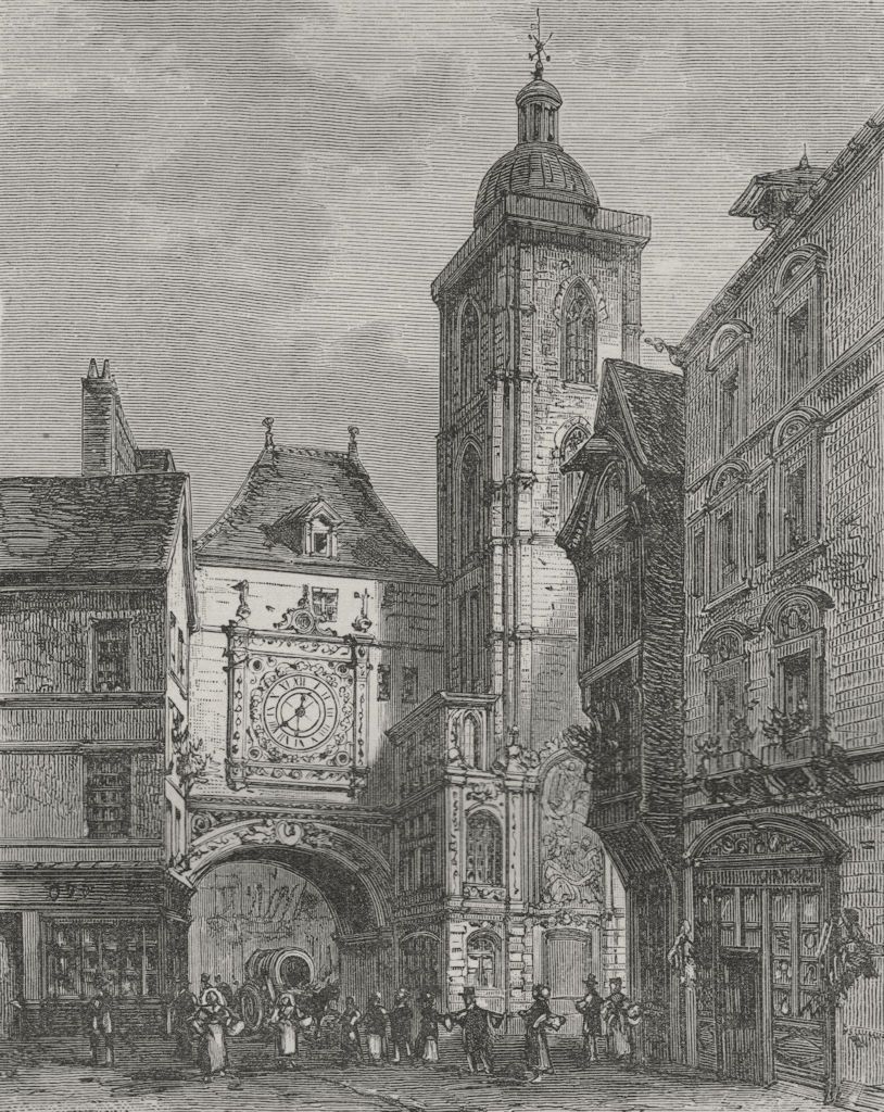 ROUEN. Rue de la Grosse Horloge 1882 old antique vintage print picture