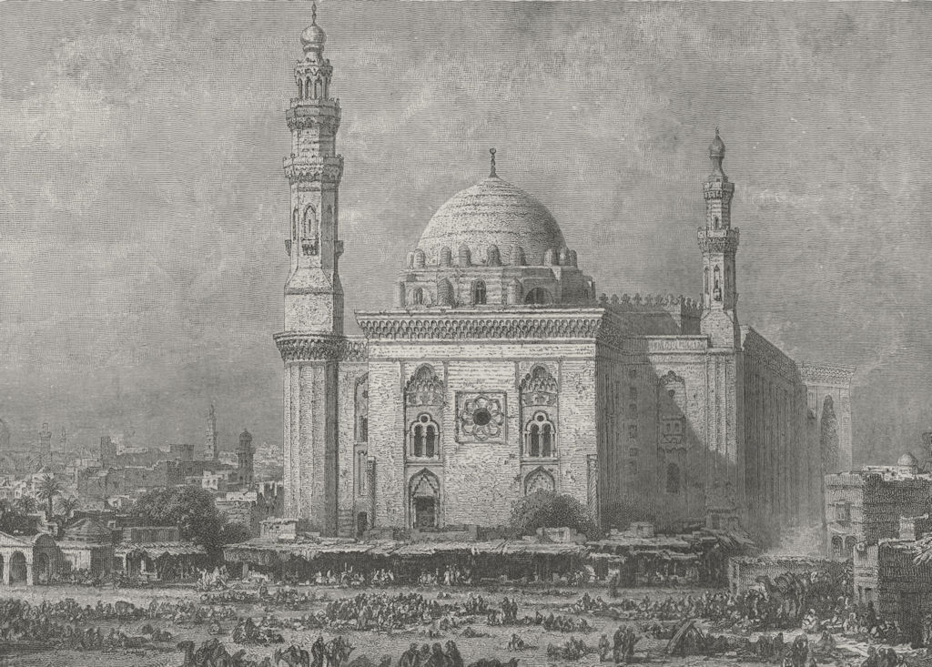 CAIRO. Roumeyleh Place, with the Mosque of Hassan 1882 old antique print