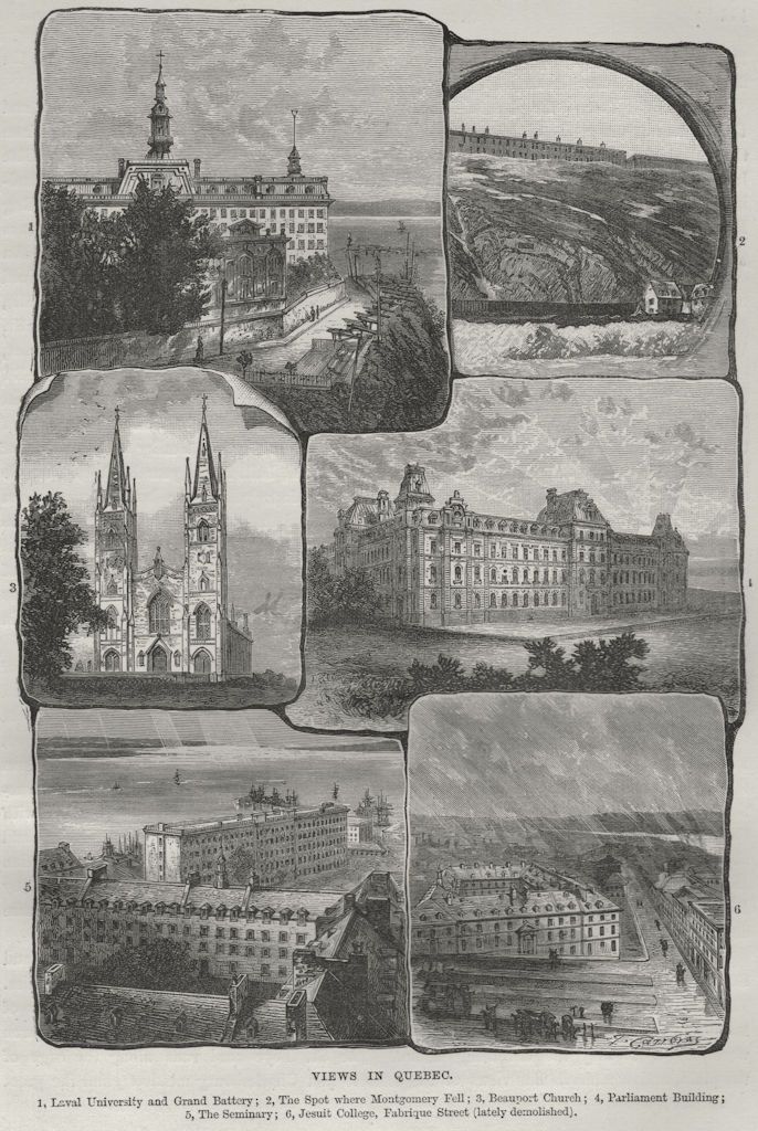 QUEBEC CITY. Laval University Beauport Parliament Jesuit College Fabrique 1882