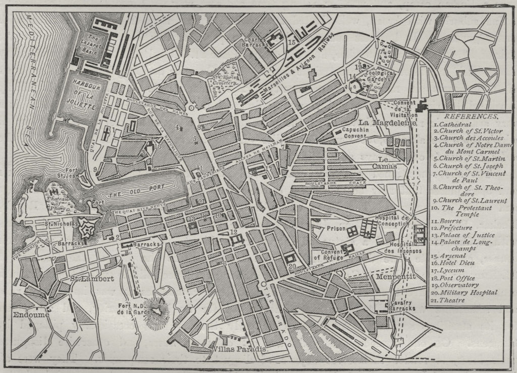 MARSEILLES. Plan of Marseilles 1882 old antique vintage map chart