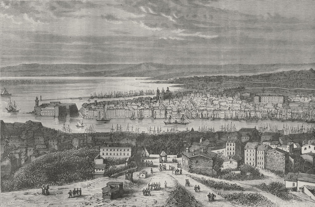MARSEILLES. General View of Marseilles 1882 old antique vintage print picture