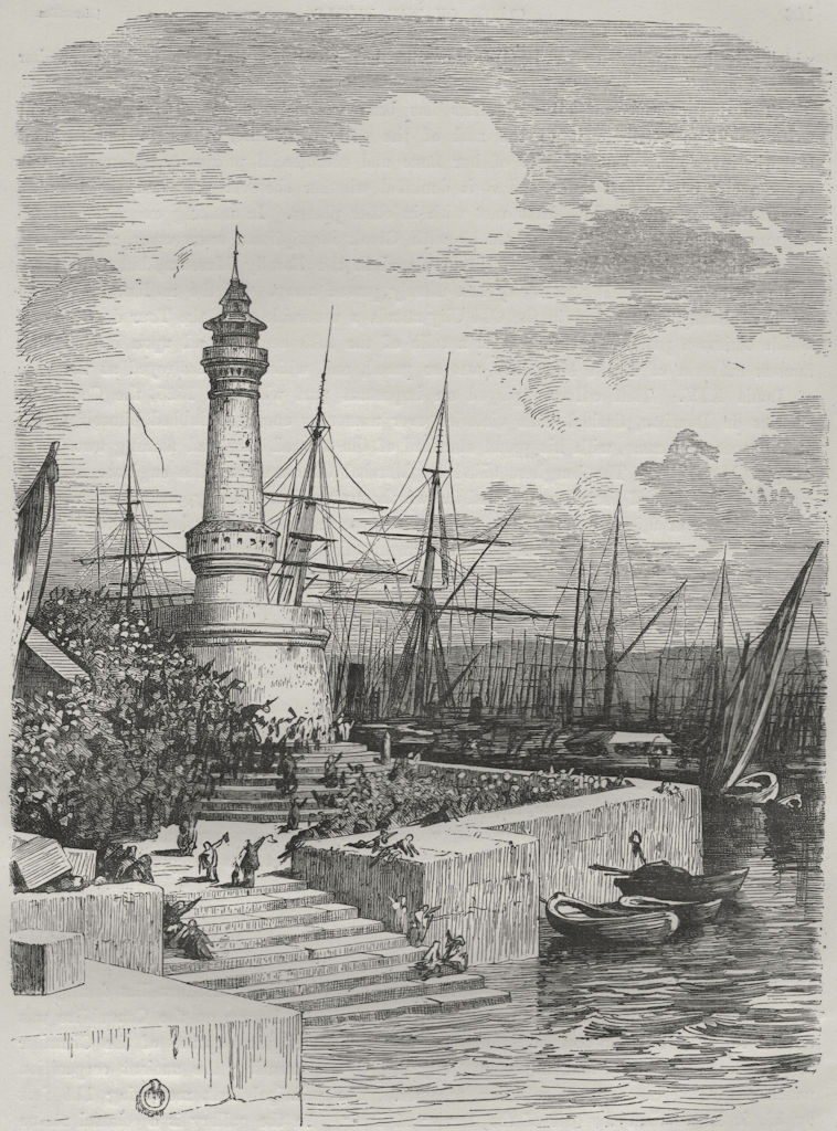 MARSEILLES. The Harbour, Marseilles 1882 old antique vintage print picture