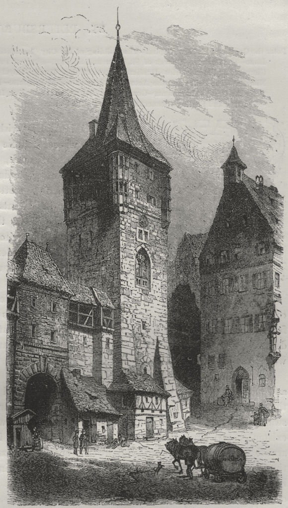 NUREMBERG. The Menagerie Tower 1882 old antique vintage print picture