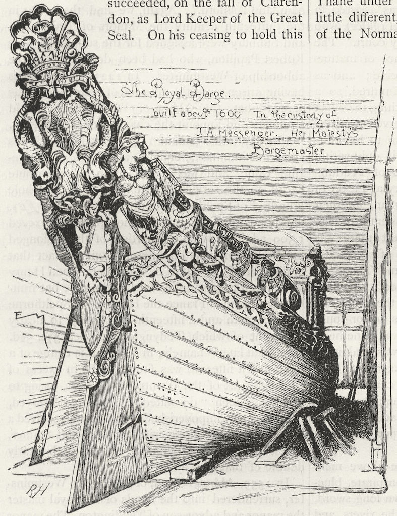 Associate Product TEDDINGTON AND BUSHEY PARK. The Queen's Barge 1888 old antique print picture