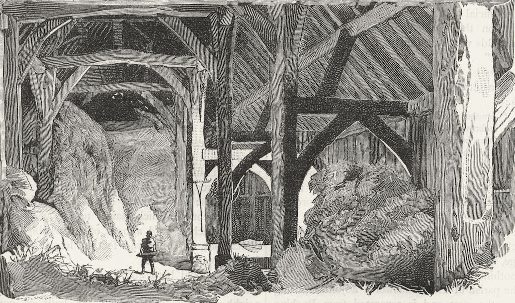 HARMONDSWORTH. The Old Barn at Harmondsworth 1888 antique print picture