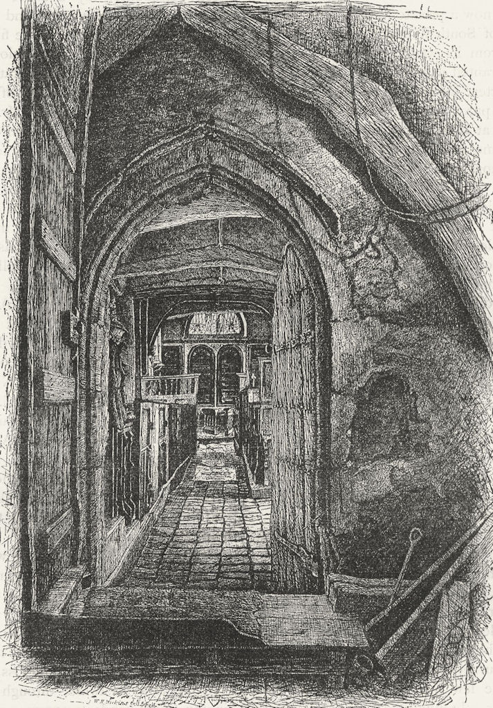 EALING. Interior of Perivale Church. From an 1848 etching by WL Wilkins 1888