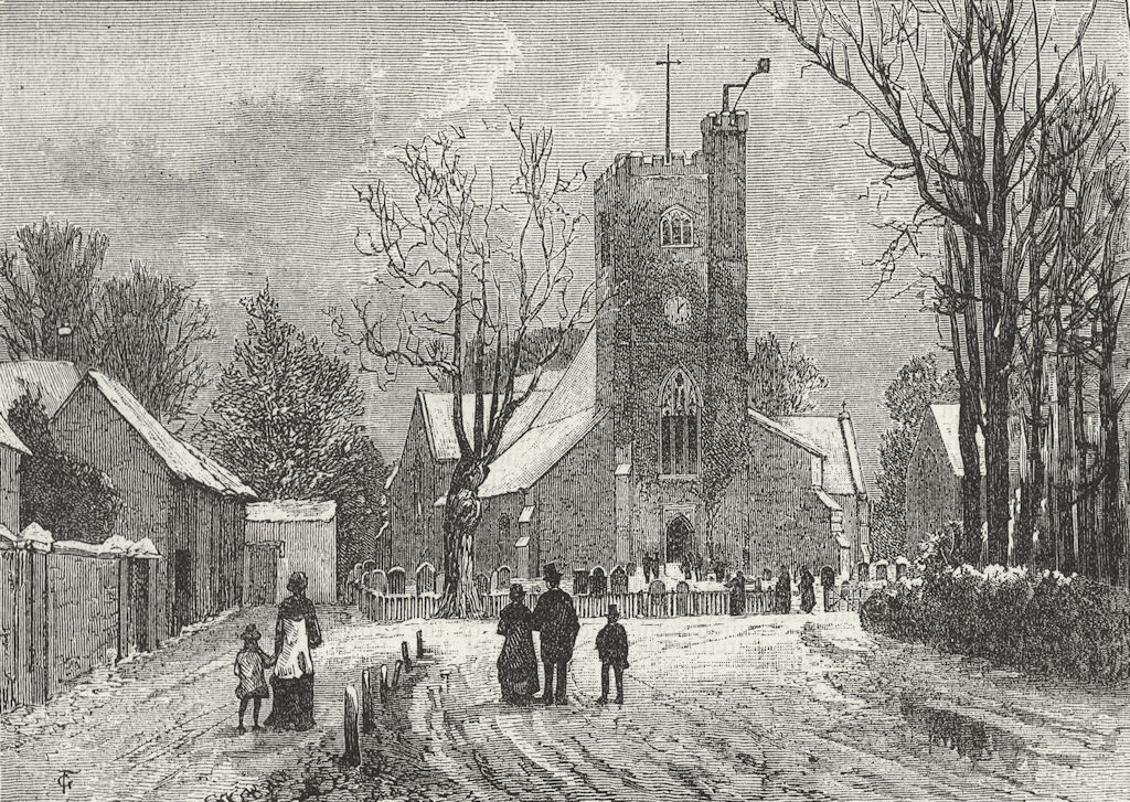 LONDON. Hadley Church 1888 old antique vintage print picture