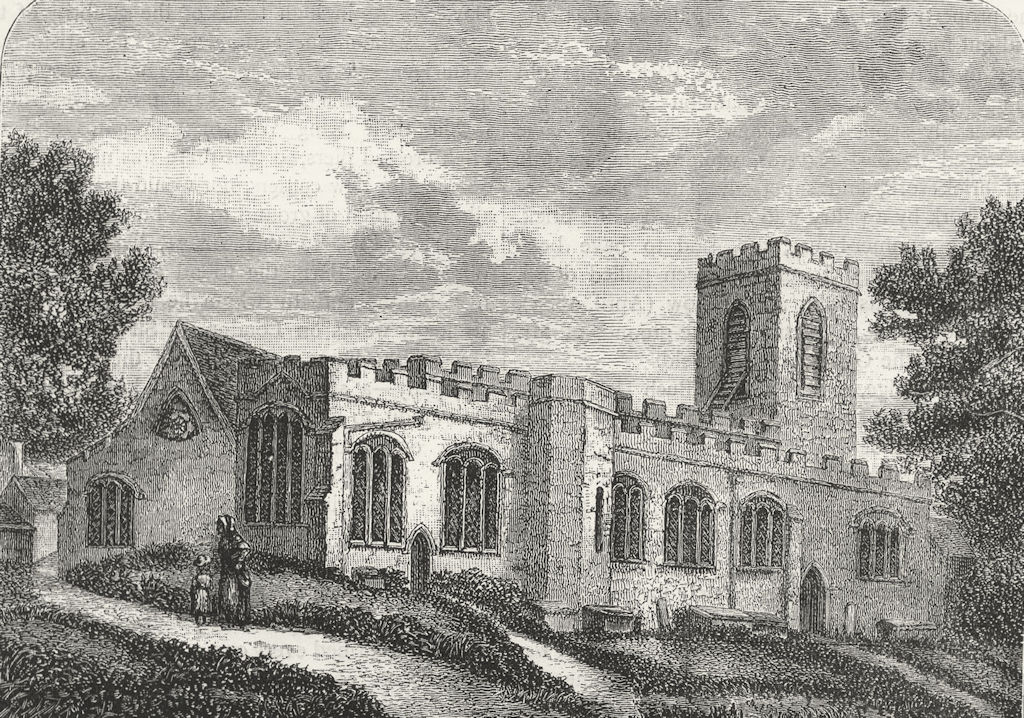 MIDDLESEX. Enfield Church (from an old print, 1827) 1888 antique
