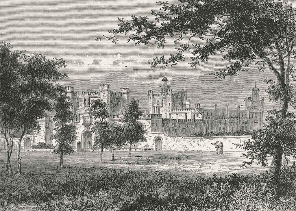 HERTFORDSHIRE. Old Theobalds Palace (From an earlier 1836 print) 1888