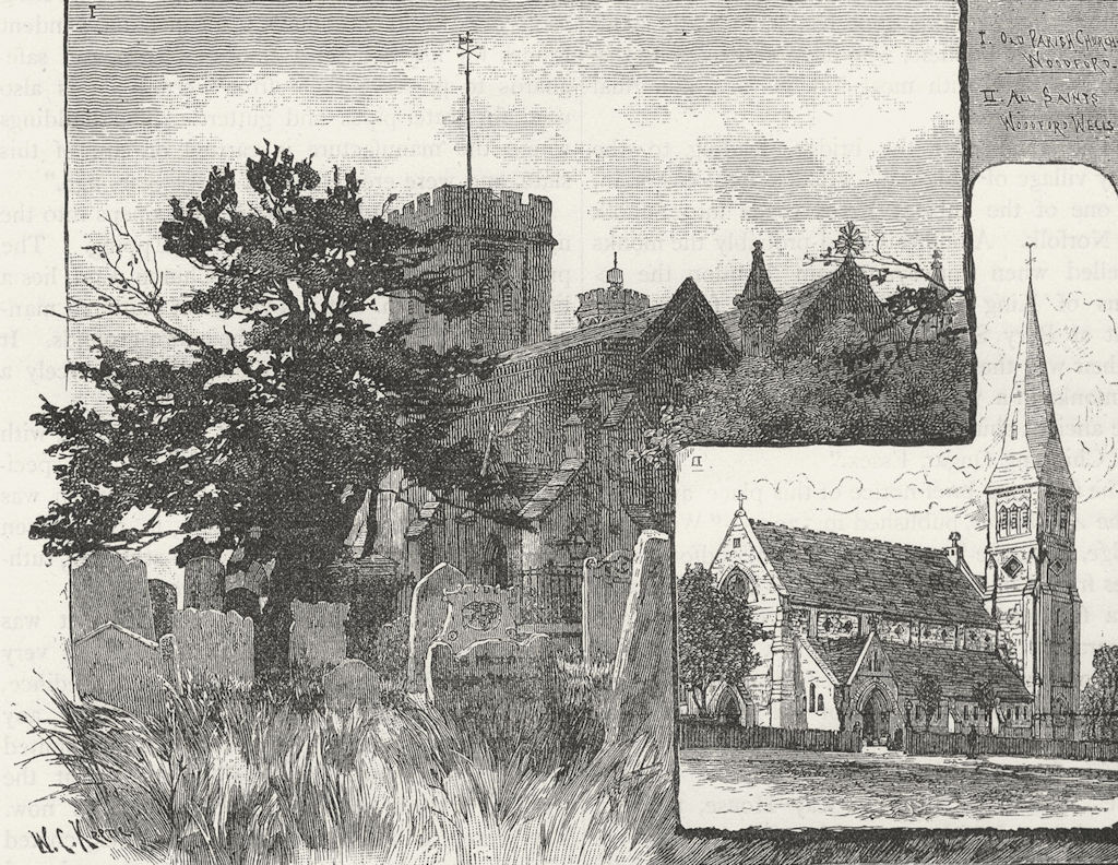WOODFORD CHURCHES. The Old Parish Church; All Saints, Woodford Wells 1888