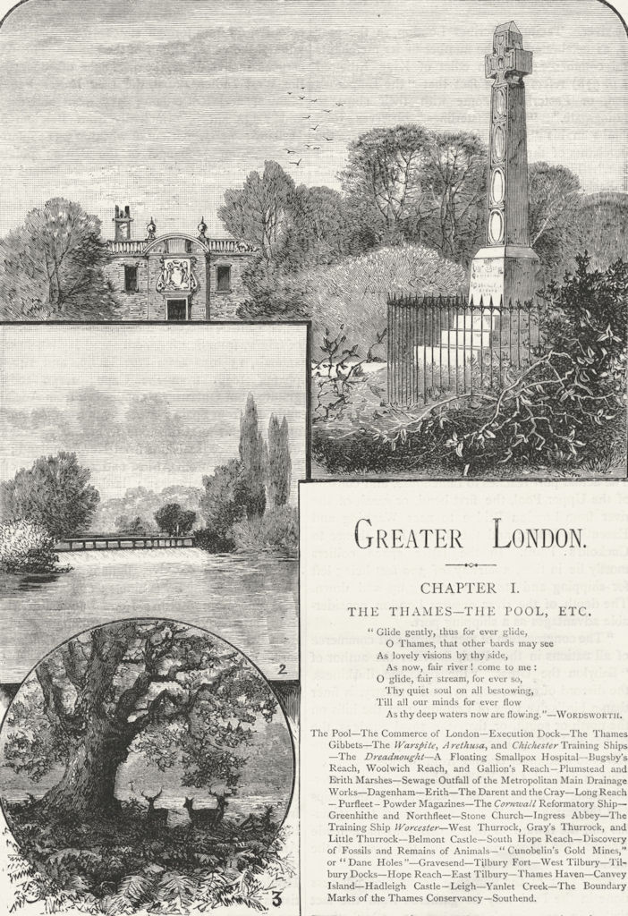 LONDON. Prince Imperial; Camden House, Chislehurst; Molesey Weir 1888 print