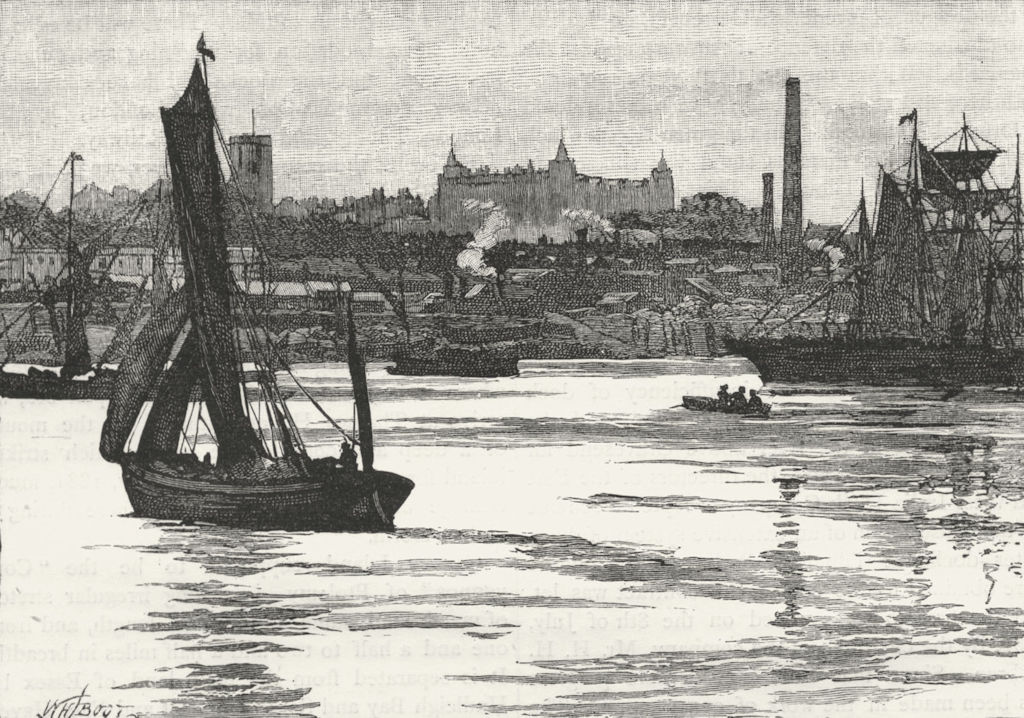 Associate Product WOOLWICH. Woolwich, from the river 1888 old antique vintage print picture