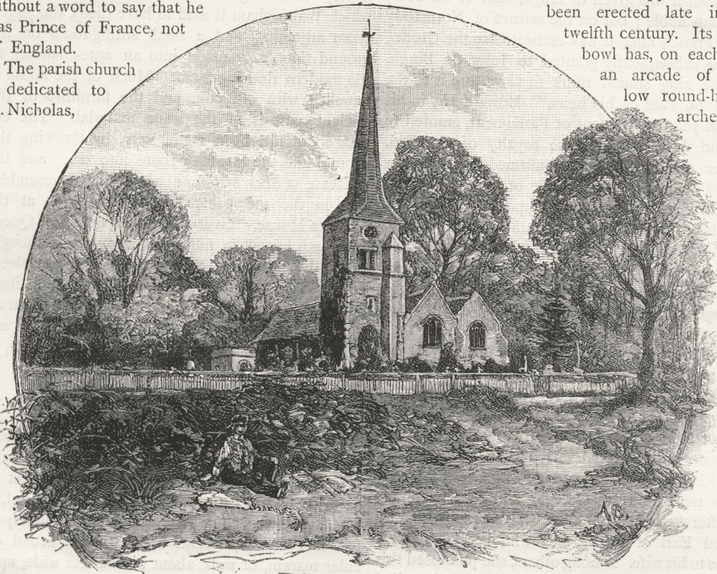 CHISLEHURST. Chislehurst Church 1888 old antique vintage print picture