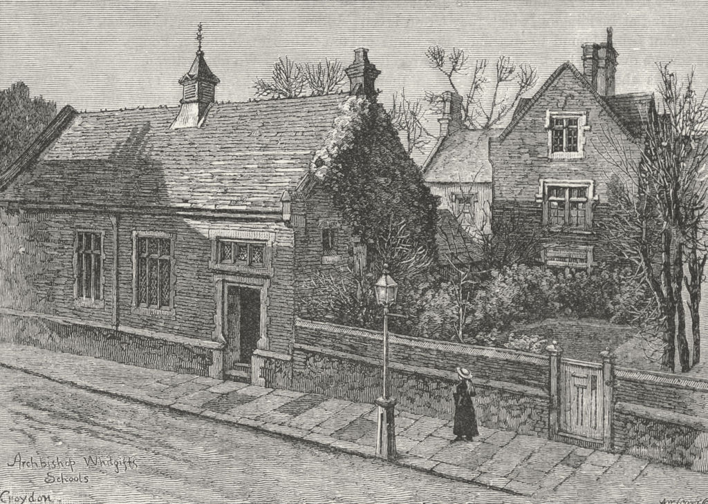 CROYDON. Head Master's House, Whitgift's Schools 1888 old antique print