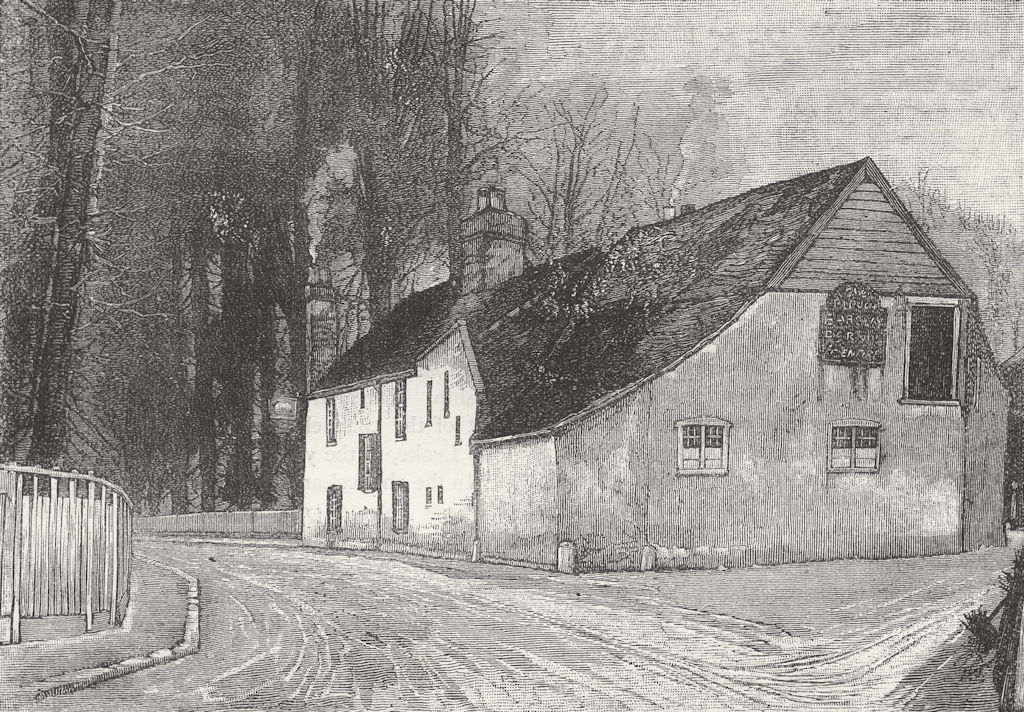 Associate Product BEDDINGTON. The "Plough" Inn, Beddington 1888 old antique print picture