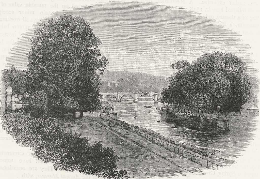 RICHMOND UPON THAMES. Richmond Bridge 1888 old antique vintage print picture