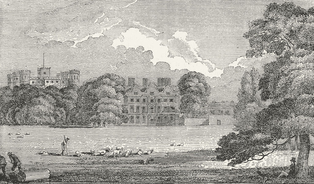 KEW. Old Palace (Dutch House) showing George III's Castellated Palace 1888