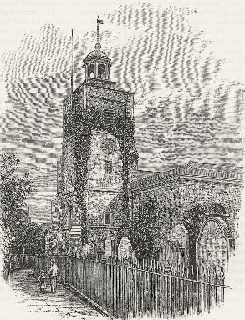 MORTLAKE. Mortlake Church 1888 old antique vintage print picture