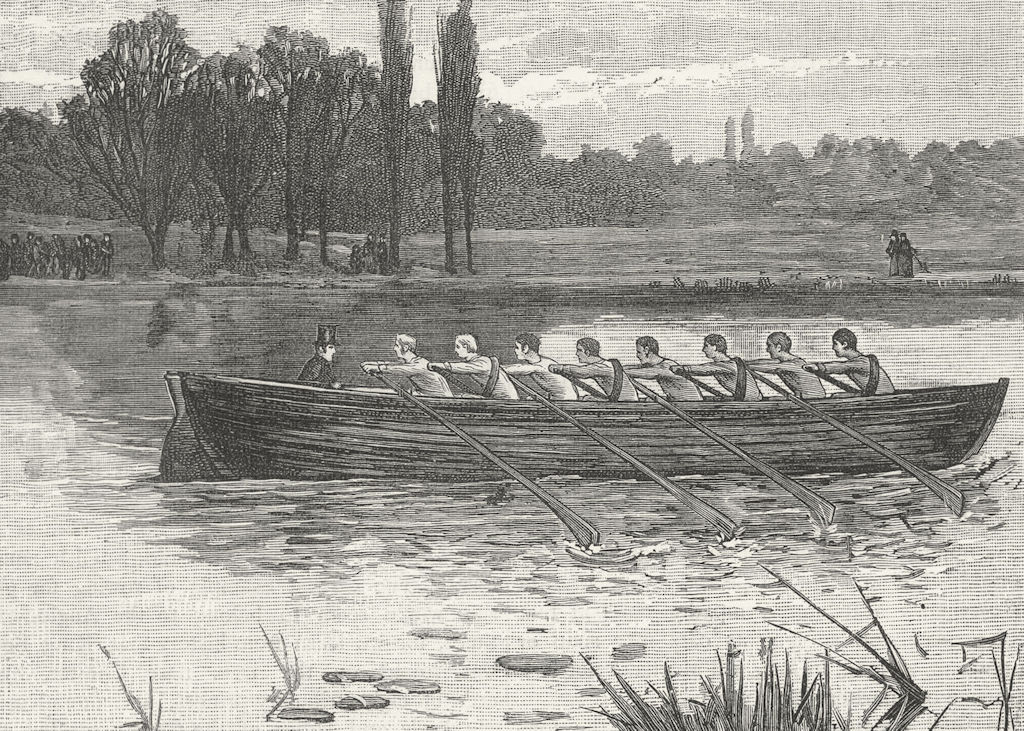 Associate Product THE UNIVERSITY BOAT-RACE. The First Boat used by Cambridge. Oxbridge 1888