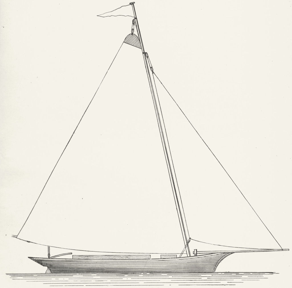 YACHTS. Sailing. Bermudian Yacht 1891 old antique vintage print picture