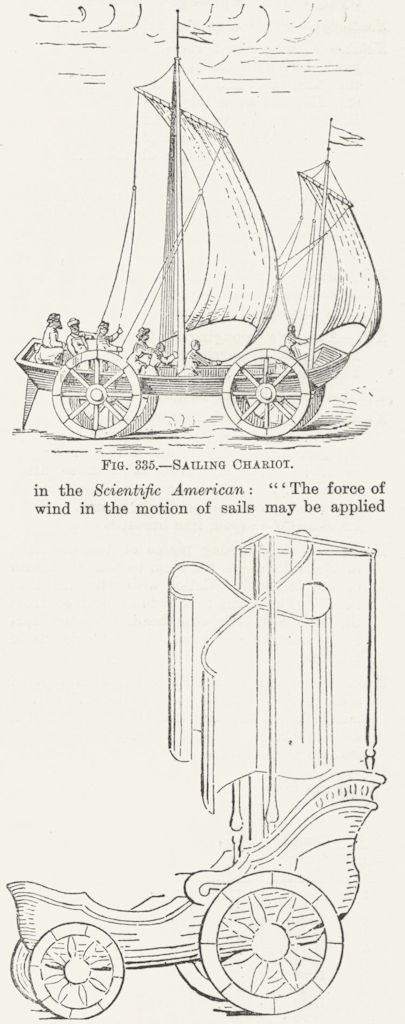 AMERICAN CANOES. Sailing chariot; -Bishop Wilkin's 1891 old antique print