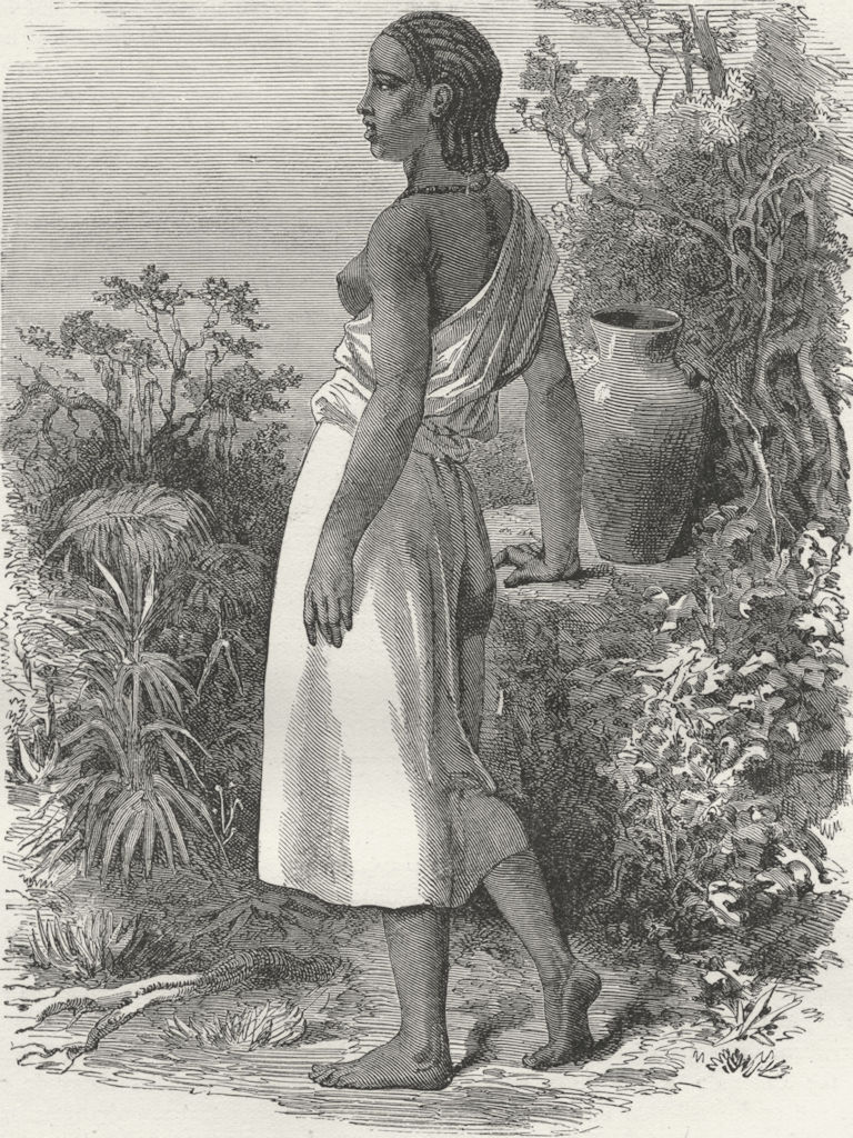 SUDAN. Young Bedaween Girl 1880 old antique vintage print picture