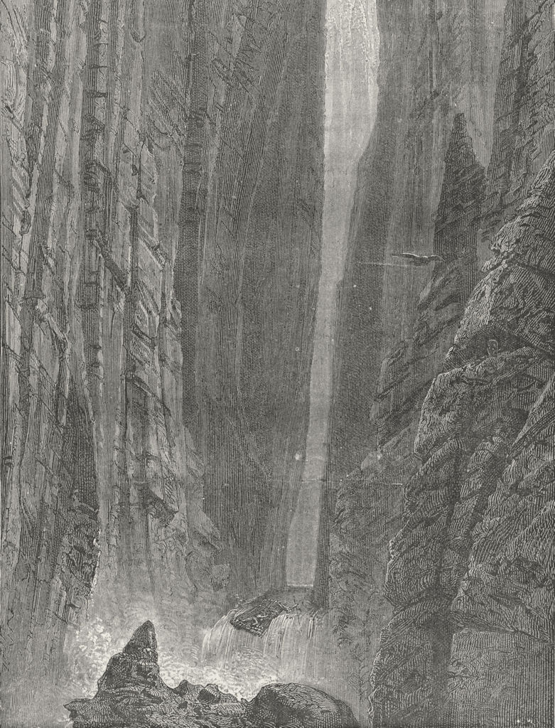 ARIZONA. Grand Canyon. raft fallen over Cataract 1880 old antique print