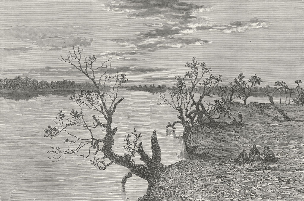 SUDAN. Ethiopia. River Gash, rainy season 1880 old antique print picture
