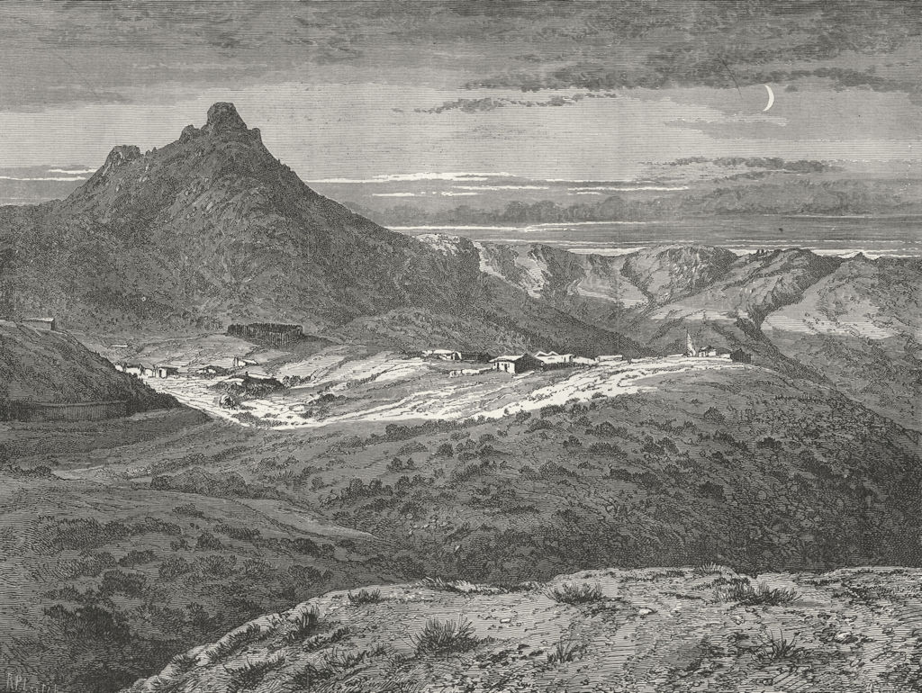 ARIZONA. Ft Bowie. Apache attack 1880 old antique vintage print picture