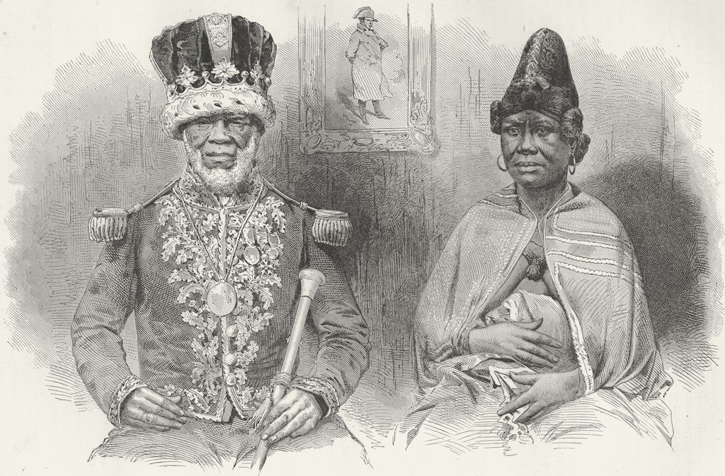 Associate Product GABON. King Denis of & his main wife 1880 old antique vintage print picture