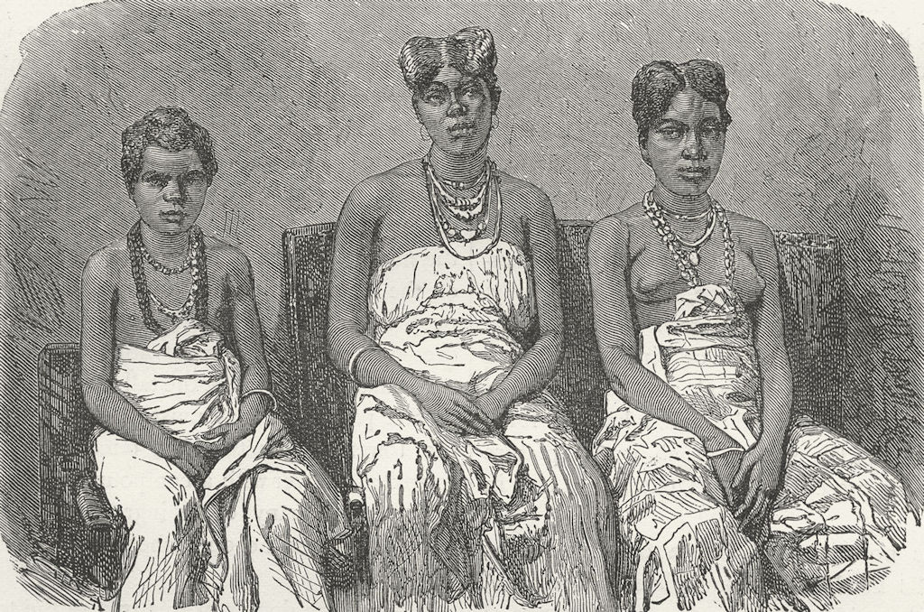 GABON. Daughters of King Louis 1880 old antique vintage print picture