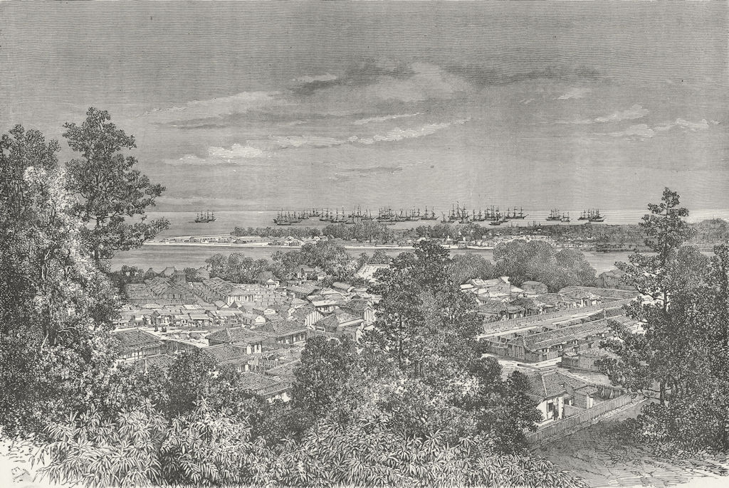 JAPAN. Panorama of Benten 1880 old antique vintage print picture