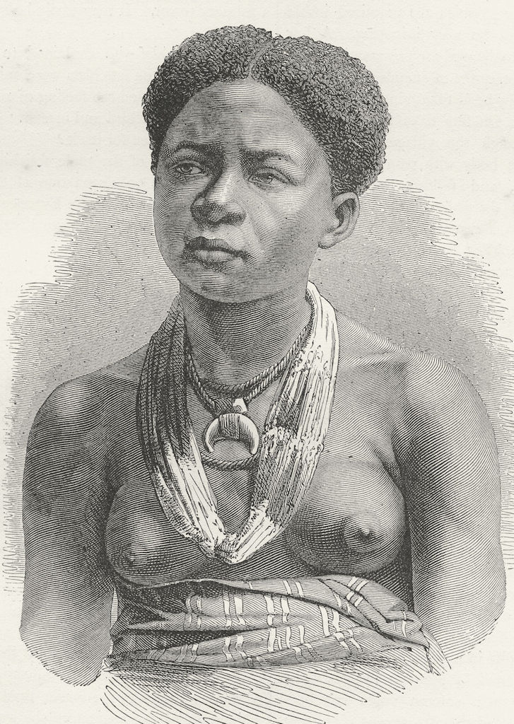 GABON. Akera, young girl of 1880 old antique vintage print picture
