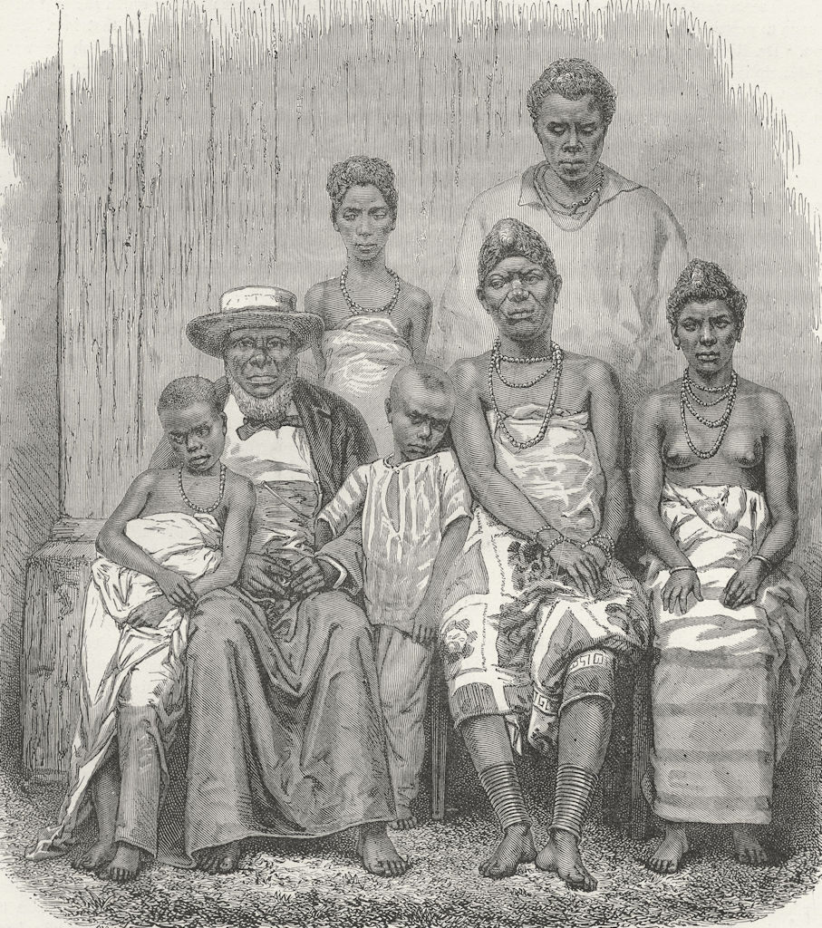 GABON. Chief Kringer & his family 1880 old antique vintage print picture