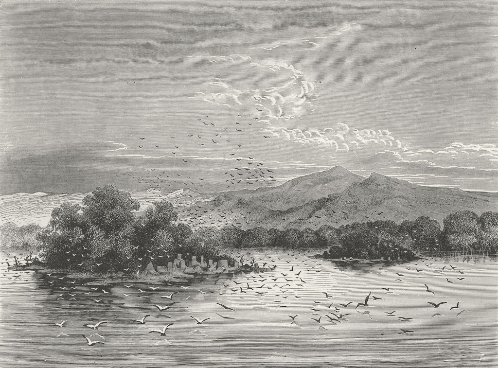 GABON. Sacred Isles of lake Jonanga 1880 old antique vintage print picture