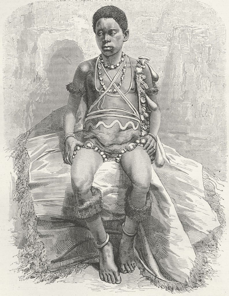 GABON. Young fetichist of lake Jonanga 1880 old antique vintage print picture