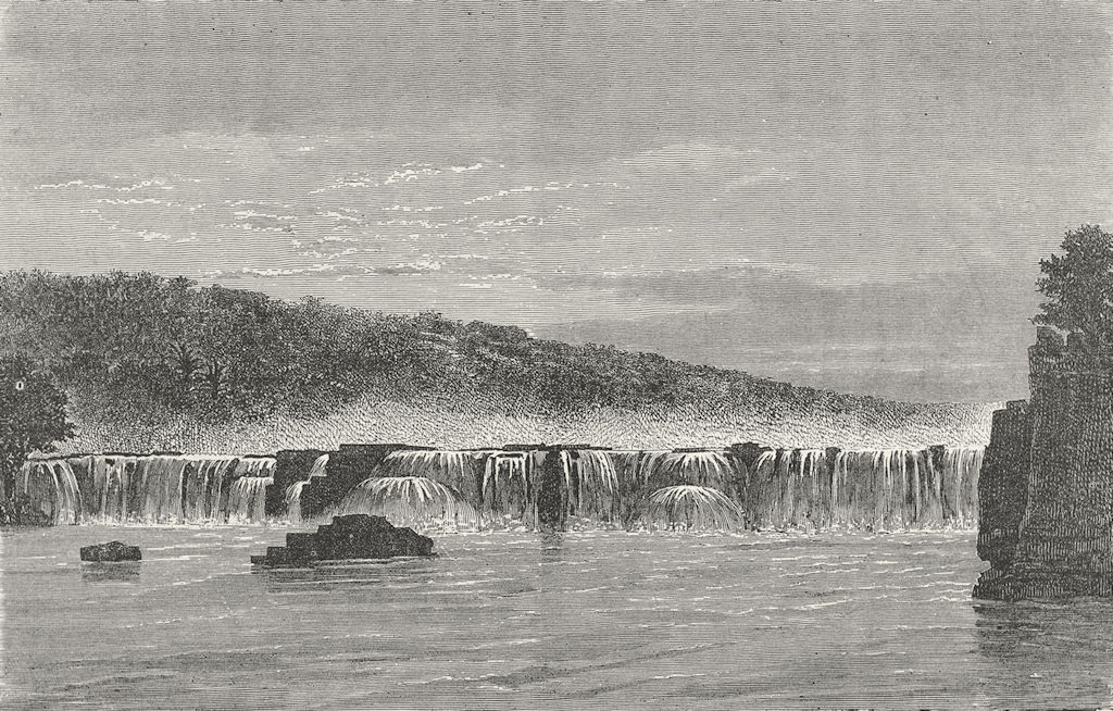 MALI. Falls of Gouina, rainy season 1880 old antique vintage print picture