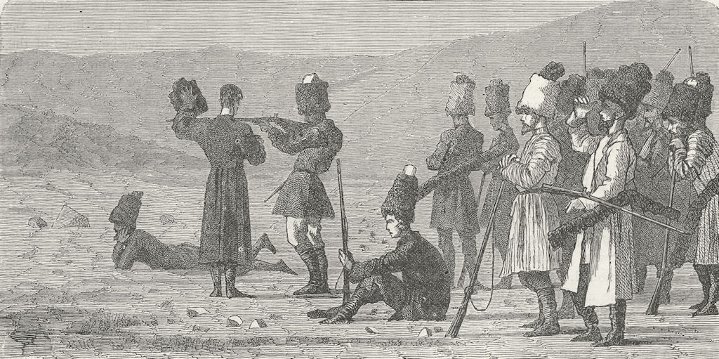 UKRAINE. Caucasus. Cossacks, shooting practice 1880 old antique print picture