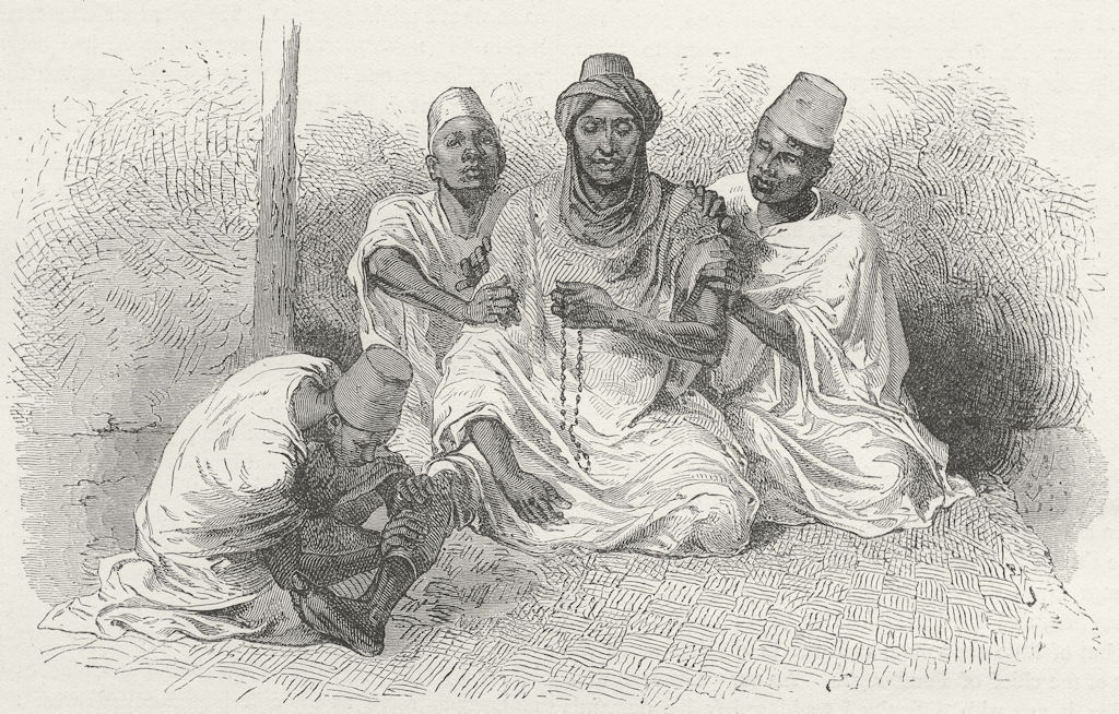 Associate Product MALI. Tierno Ousman shampooed, his attendants 1880 old antique print picture