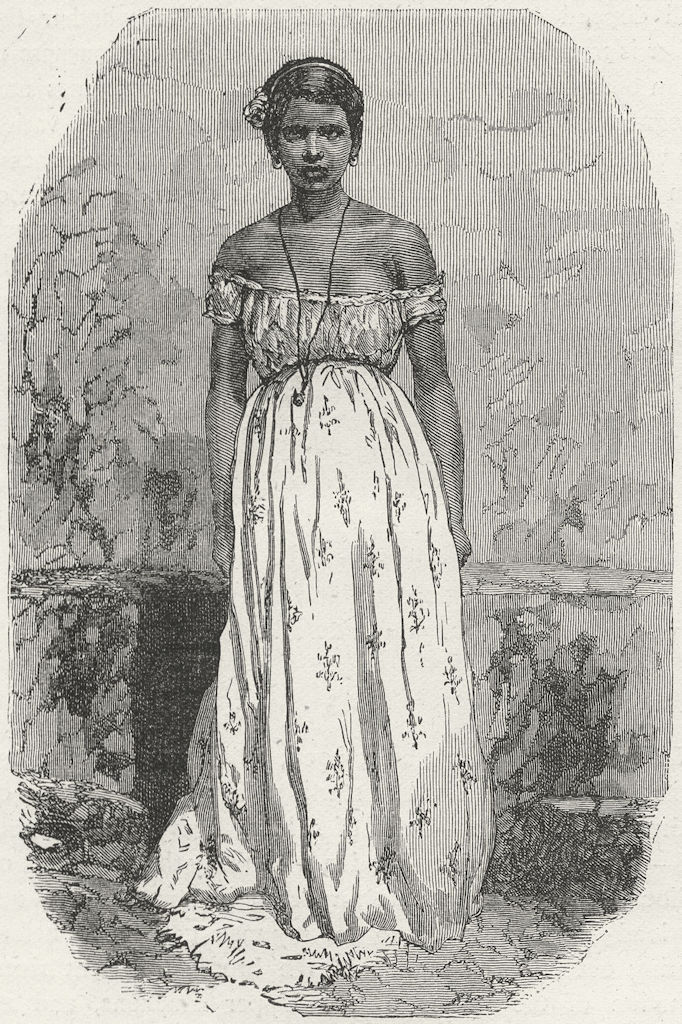 BRAZIL. Half-Caste girl of Manaus 1880 old antique vintage print picture