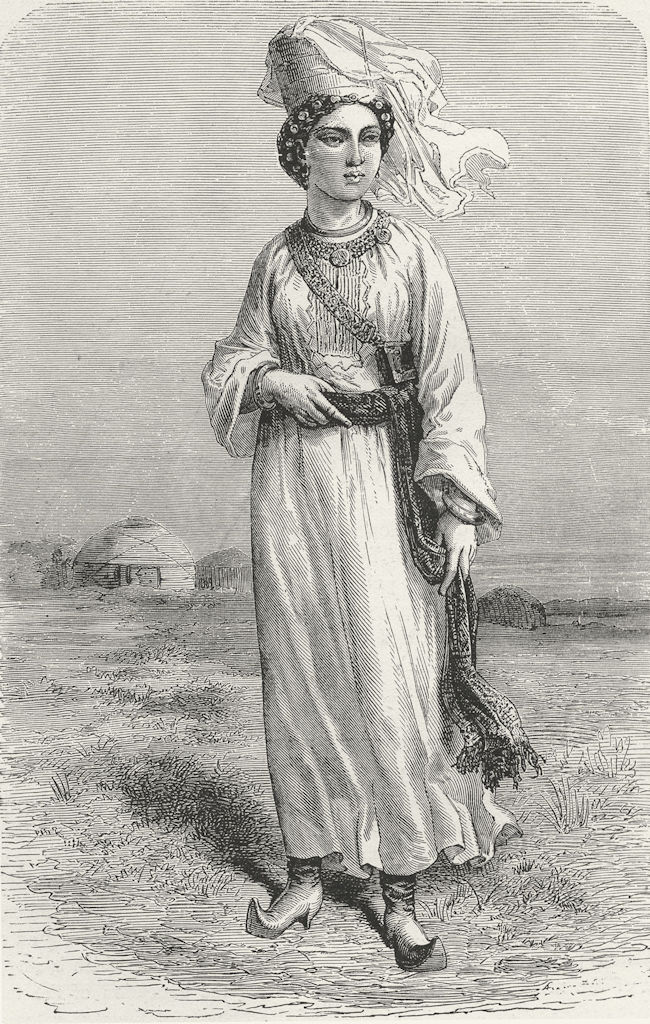 UZBEKISTAN. West Turkistan. Girl of Bukhara 1880 old antique print picture